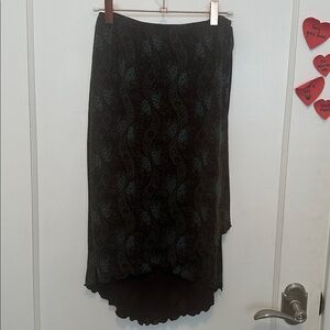 Elegant Brown and Blue Floral Pattern Women's Skirt